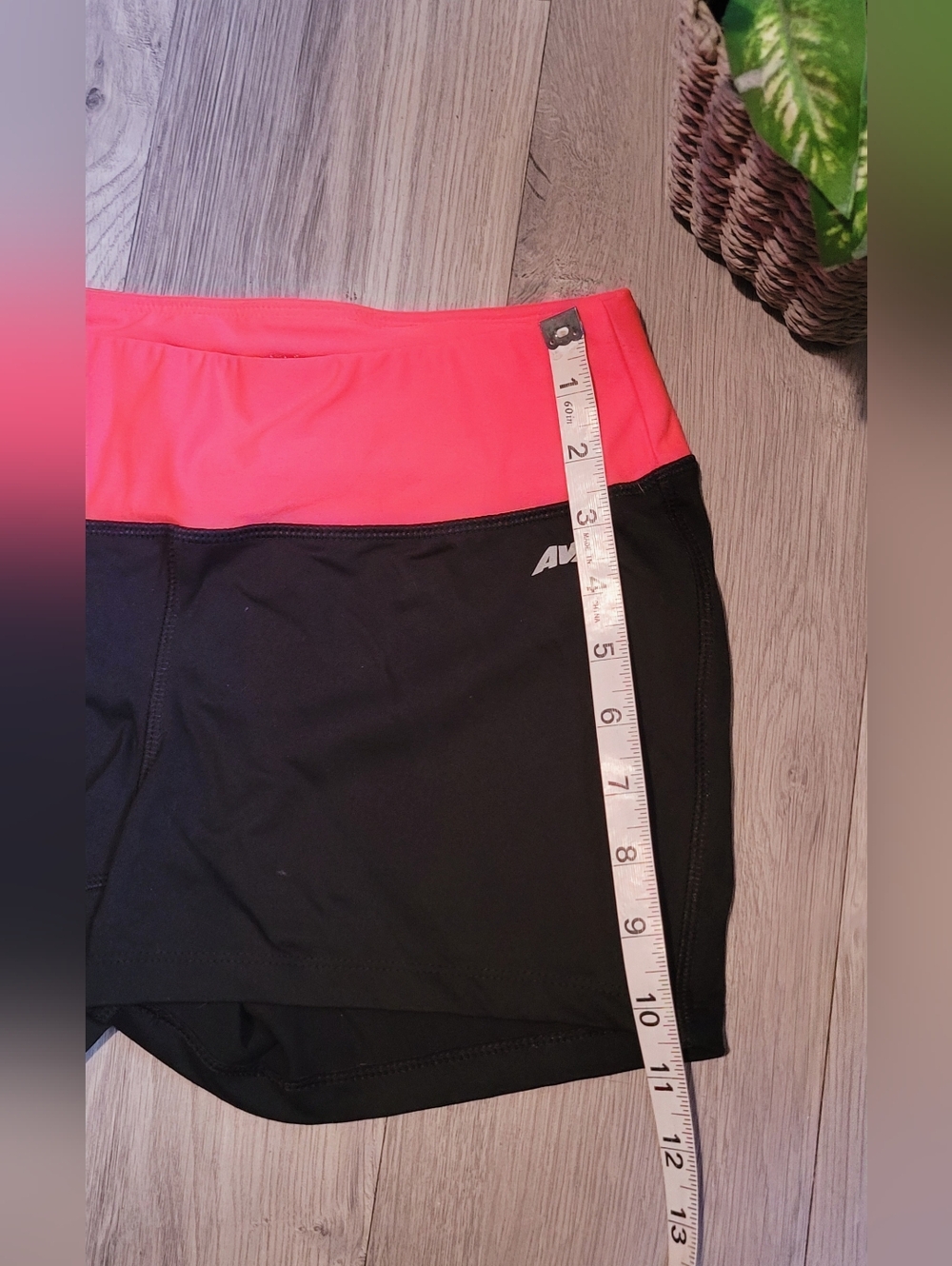 Avia Black & Pink Orange Athletic Running Shorts With Waistband Pocket, Medium - Picture 4 of 13